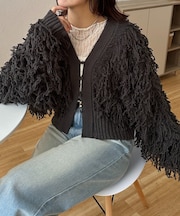 ループフリンジショートカーディガン