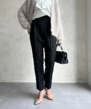 【セレモニー対応可】フロッキードットテーパードパンツ