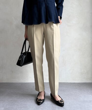 【セレモニー対応可】フロッキードットテーパードパンツ