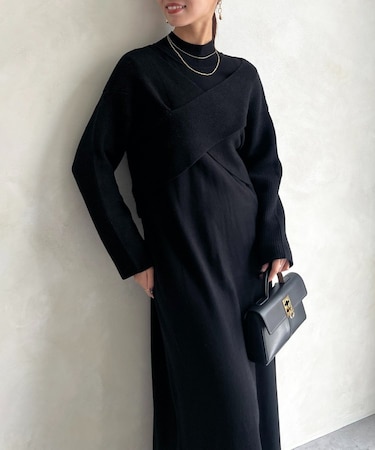 クロスプルオーバー×ニットワンピース