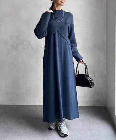 クロスプルオーバー×ニットワンピース