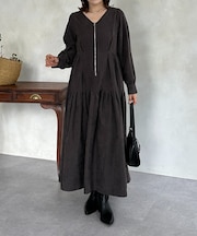 フロントジップティアードワンピース