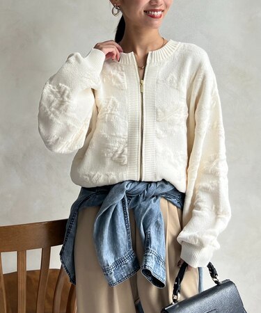 ジャガードモールカーデ