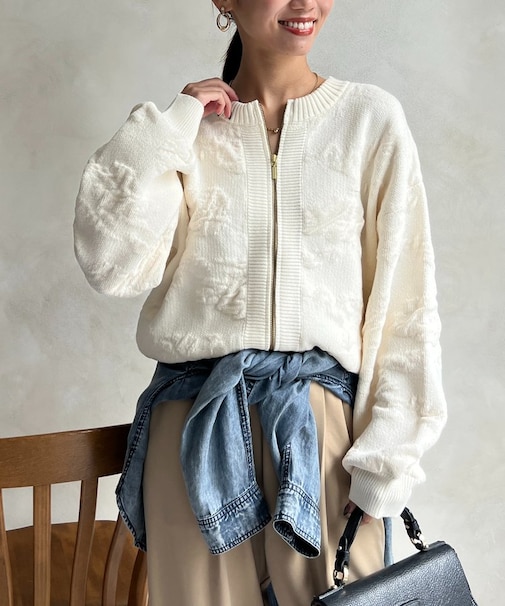 ジャガードモールカーデ