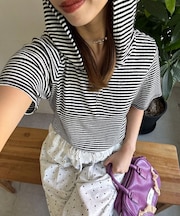 【Ciaopanic】ボーダーフーディーTOPS