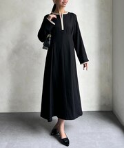 【セレモニー対応可】パイピングタックワンピース