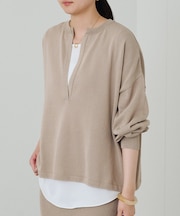 【Loungedress】和紙天竺スキッパーニット