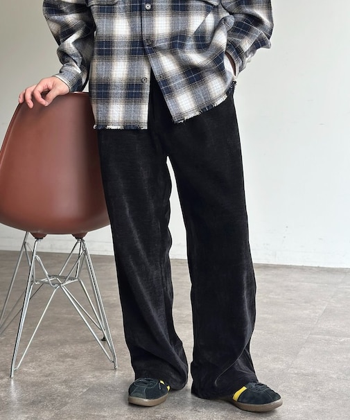 ベロアコーデュロイセミフレアパンツ