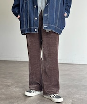 ベロアコーデュロイセミフレアパンツ