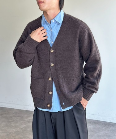 モヘア混シャギーカーディガン