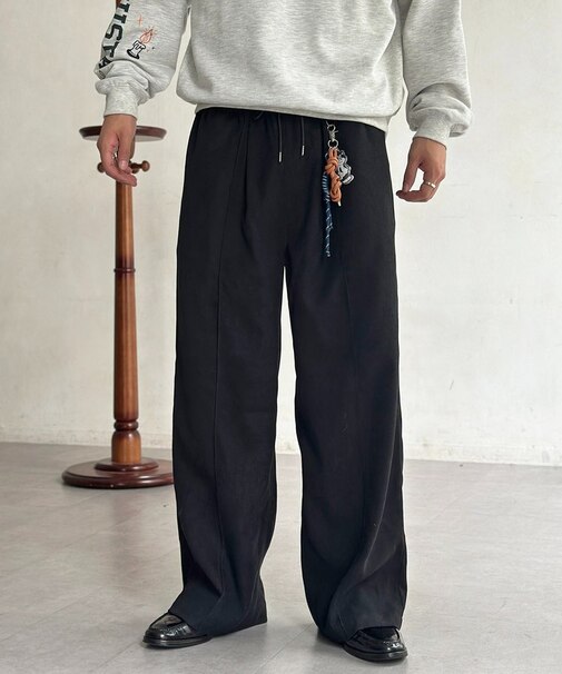 起毛カルゼピンタックイージーパンツ