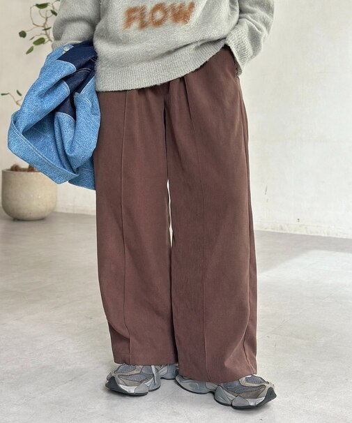 起毛カルゼピンタックイージーパンツ