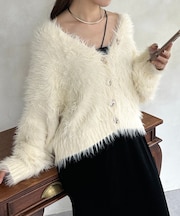 ニュアンスボタンボリュームシャギーカーディガン