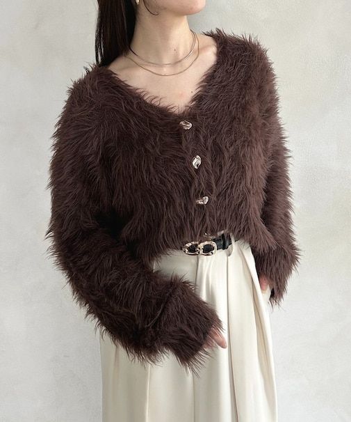 ニュアンスボタンボリュームシャギーカーディガン