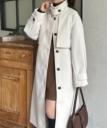 スタンドカラーロングコート