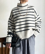 BACKスリットハイネックニットプルオーバー