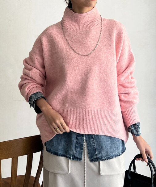 BACKスリットハイネックニットプルオーバー