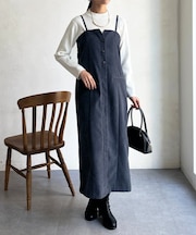 Iラインキャミワンピース×インナーニットプルオーバー