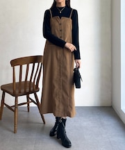 Iラインキャミワンピース×インナーニットプルオーバー