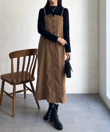 Iラインキャミワンピース×インナーニットプルオーバー