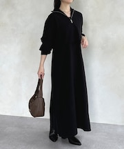 ハーフジップニットセットワンピース