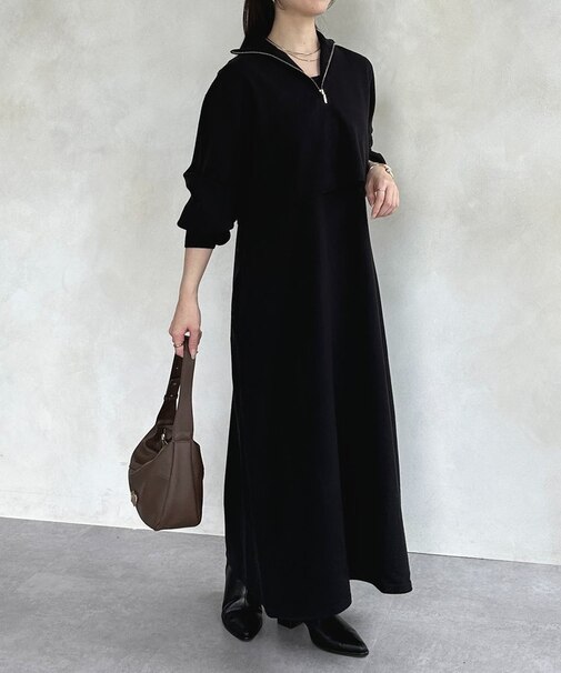 ハーフジップニットセットワンピース