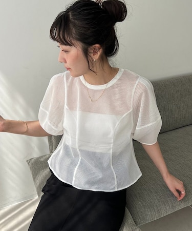 【CAPRICIEUX LE'MAGE】【yao企画】メッシュパフフレアトップス