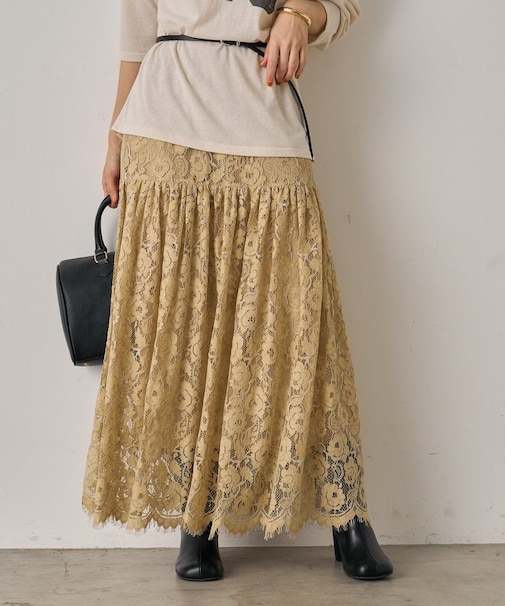 【Loungedress】ヴィンテージライクレーススカート