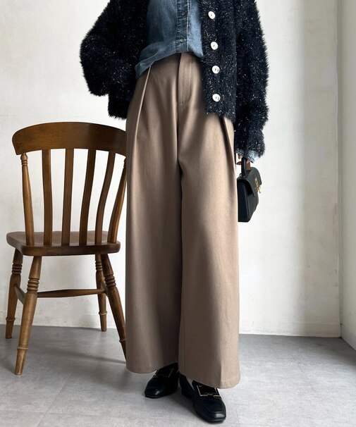 【静電気防止】サイドボタンタックパンツ