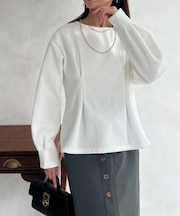 裏起毛タックペプラムプルオーバー