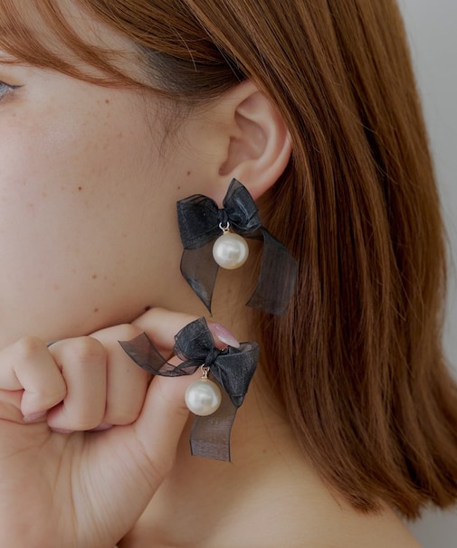【Chico】シアーリボンパールピアス