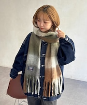 ふわふわバルキーチェックマフラー
