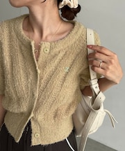 【CAPRICIEUX LE'MAGE】ミニフェザー半袖カーディガン