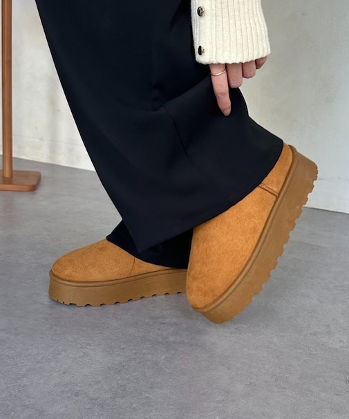 厚底ショートムートンブーツ