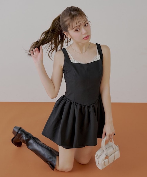 Chico】レースレイヤードフレアキャミワンピース｜パルグループ