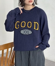 カレッジロゴラグランニット