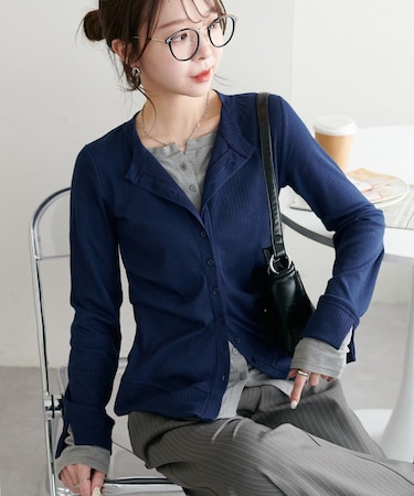 【Discoat】レイヤード多釦プルオーバー