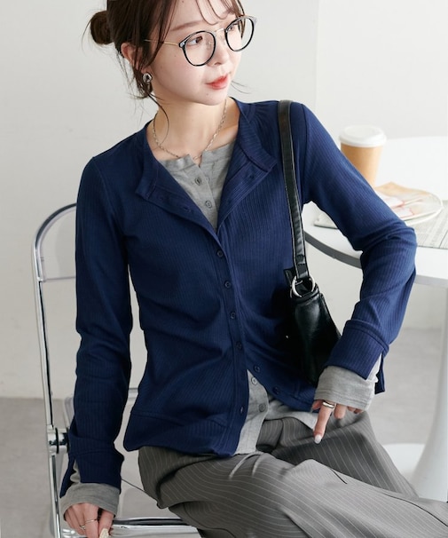 【Discoat】レイヤード多釦プルオーバー