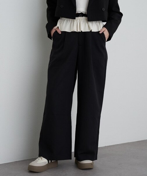 【RAY CASSIN】フリルベルト付ルーズスラックスパンツ