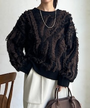 シャギーフリンジニットプルオーバー