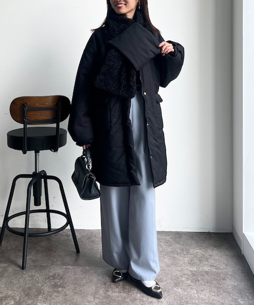 フェイクウールパッファーコート