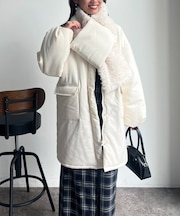 フェイクウールパッファーコート