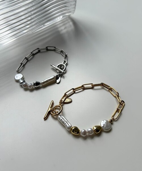 チェーン×変形パールブレスレット｜パルグループアウトレットの