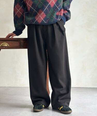 フェイクウールベルテッドスラックス