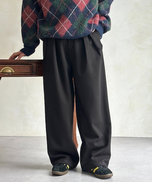 フェイクウールベルテッドスラックス