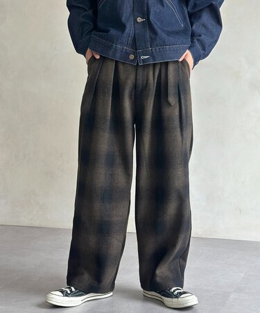 フェイクウールベルテッドスラックス