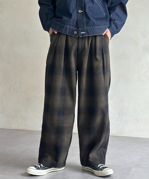 フェイクウールベルテッドスラックス