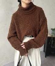 ブークレヤーンオフタートルニット