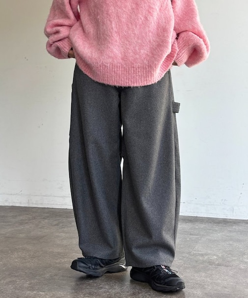 フェイクウールカーブペインターパンツ