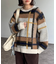 チェックシャギーステッチニット